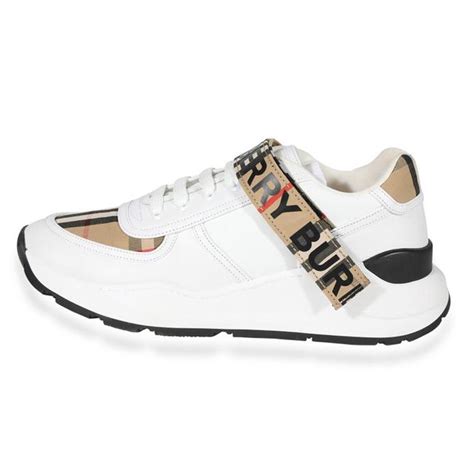 burberry logo detail leather and vintage check sneakers|burberry vintage check sneakers men's.